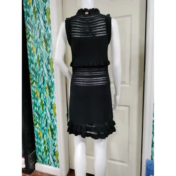 NWT For Love and Lemons Knitz Black knit dress With Sheer Accents S - Picture 4 of 15